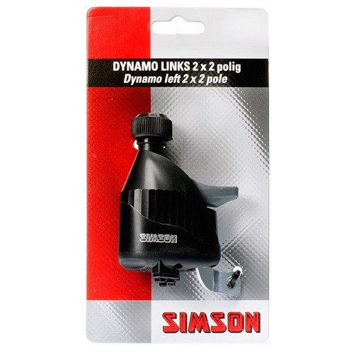 SIMSON - 022019 Dynamo links met rubber loopwiel 2x2 polig, zwart - SIMSON - 022019