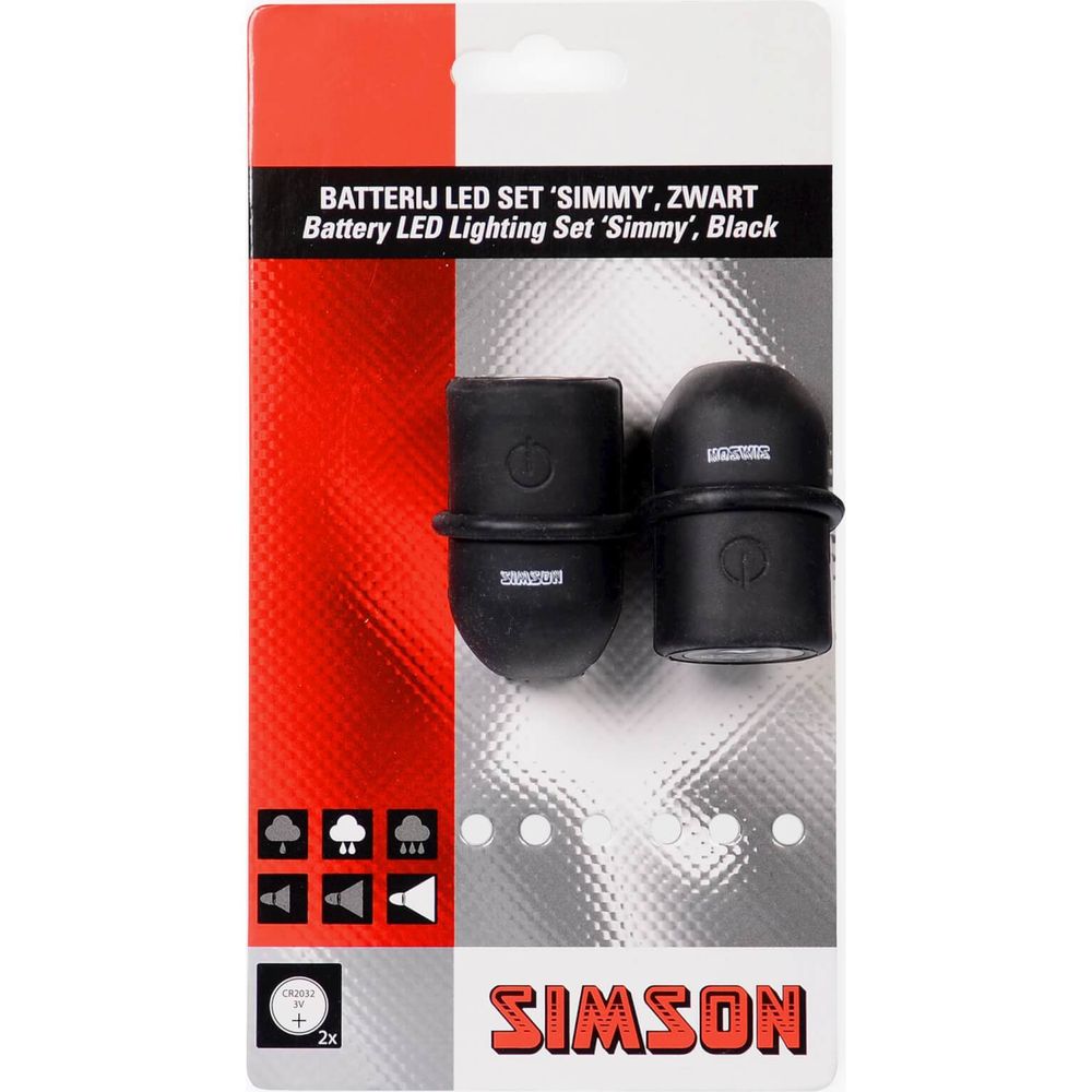 SIMSON - 022024 Batterij LED set ''Simmy'',zw/zw, 29 LUX/13,5 LUX - SIMSON - 022024