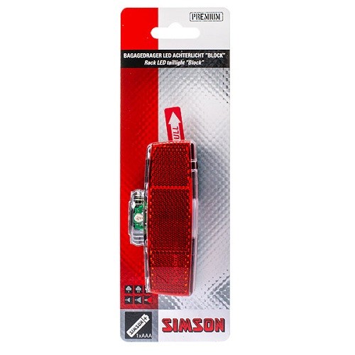 SIMSON - 022011 Batterij Bagagedrager achterlicht ''Block'' 1 LED on/ - SIMSON - 022011
